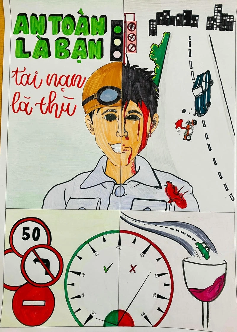 vẽ tranh giao thông đơn giản 