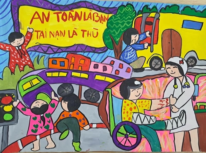 tranh vẽ cảnh sát giao thông 