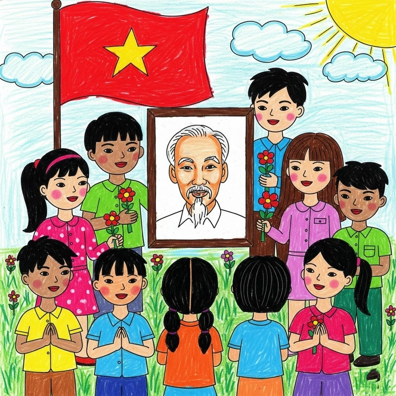tranh vẽ lăng bác hồ trang nghiêm 