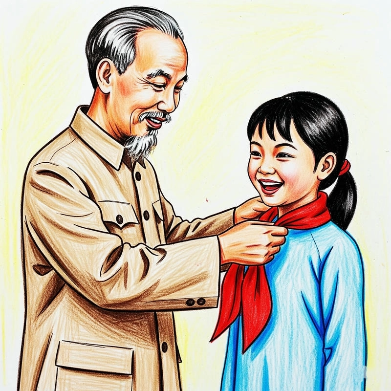 tranh vẽ thiếu nhi bác hồ nhân văn 