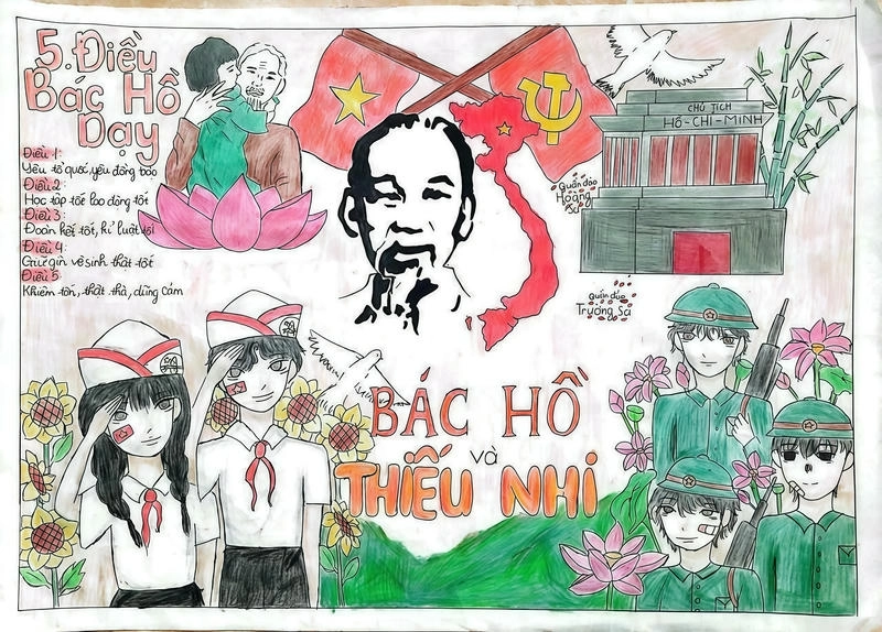 tranh vẽ bác hồ với thiếu nhi đẹp 