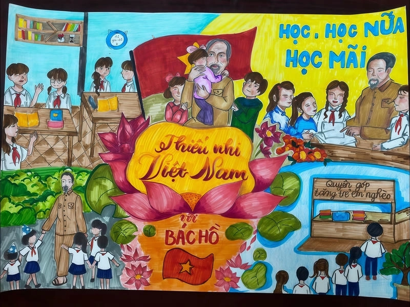 ảnh vẽ bác hồ với thiếu nhi 
