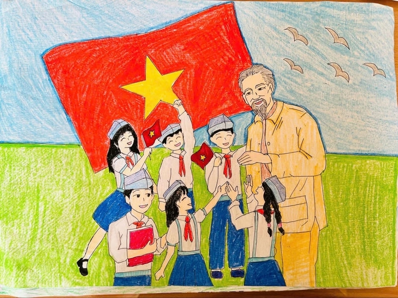 tranh vẽ về bác hồ gần gũi, cảm động 