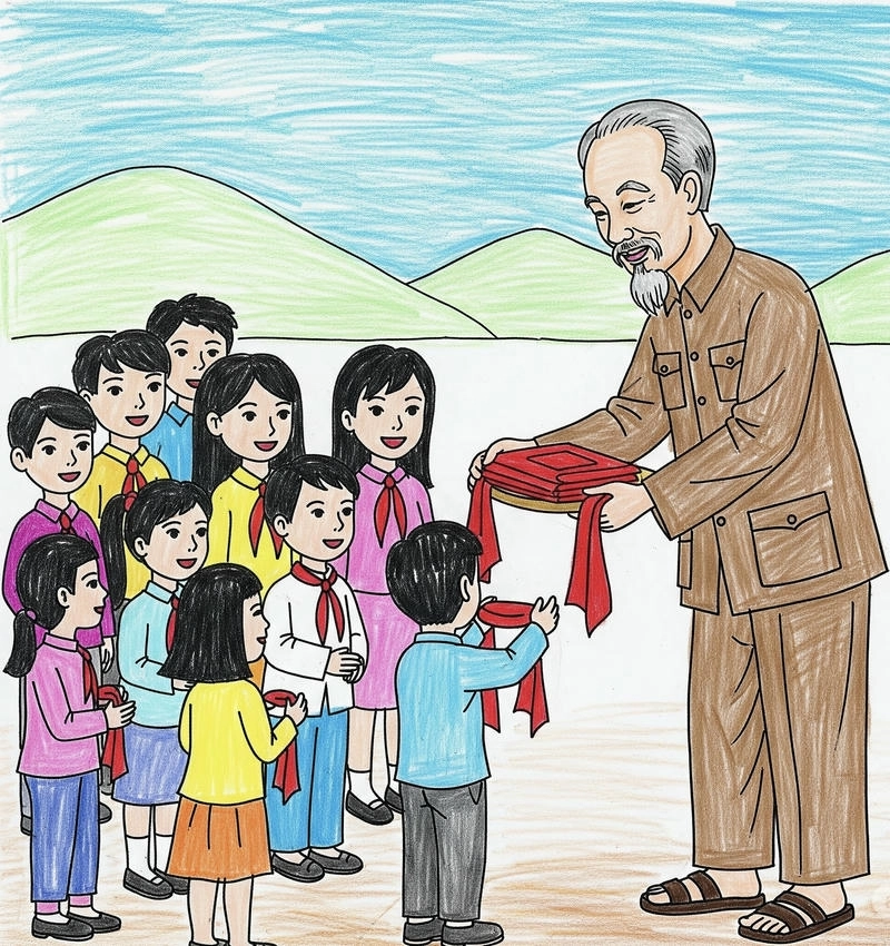 tranh vẽ về bác hồ và thiếu nhi ngắn gọn 