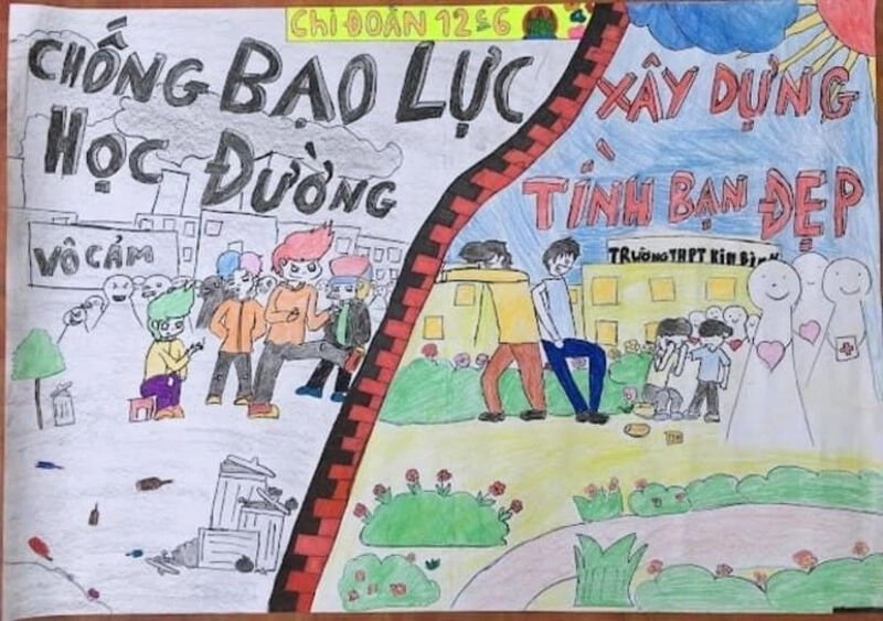 phòng chống bạo lực học đường tranh vẽ 