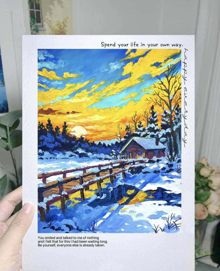 tranh vẽ bình mình mùa đông buồn man mác