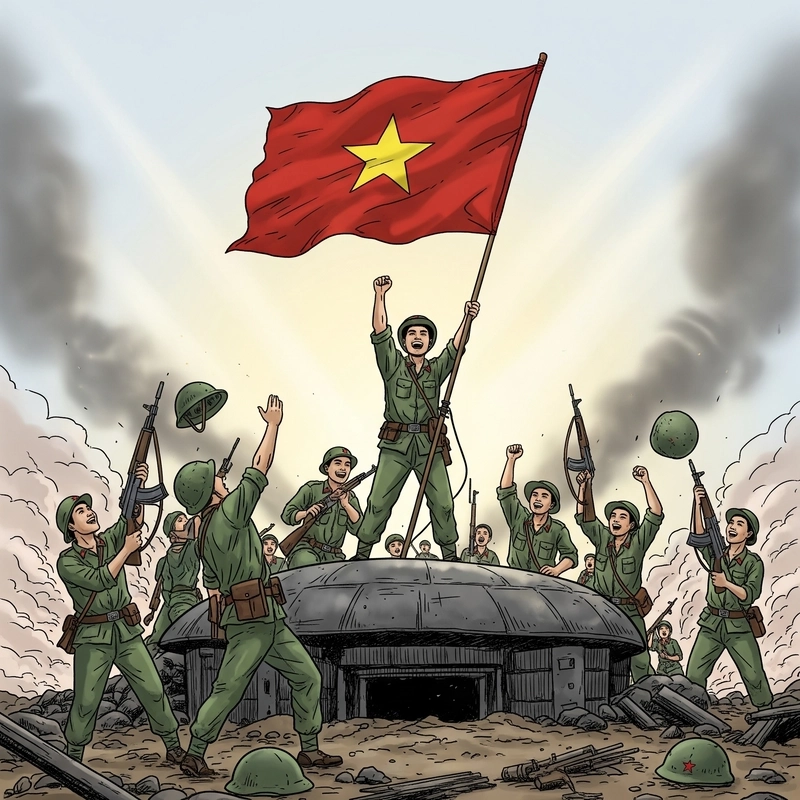 tranh vẽ âm vang điện biên phủ thiếu nhi 