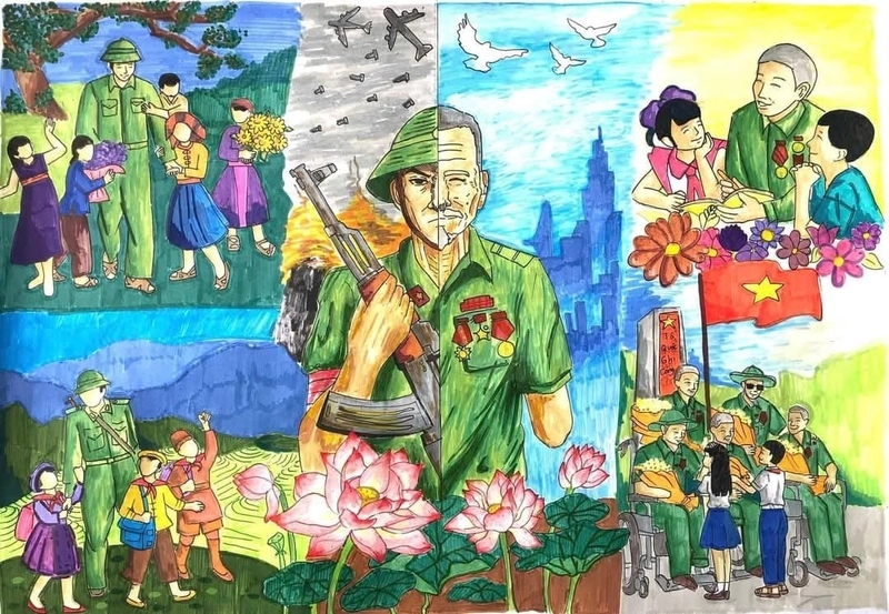 vẽ tranh ăn mừng chiến thắng điện biên phủ 