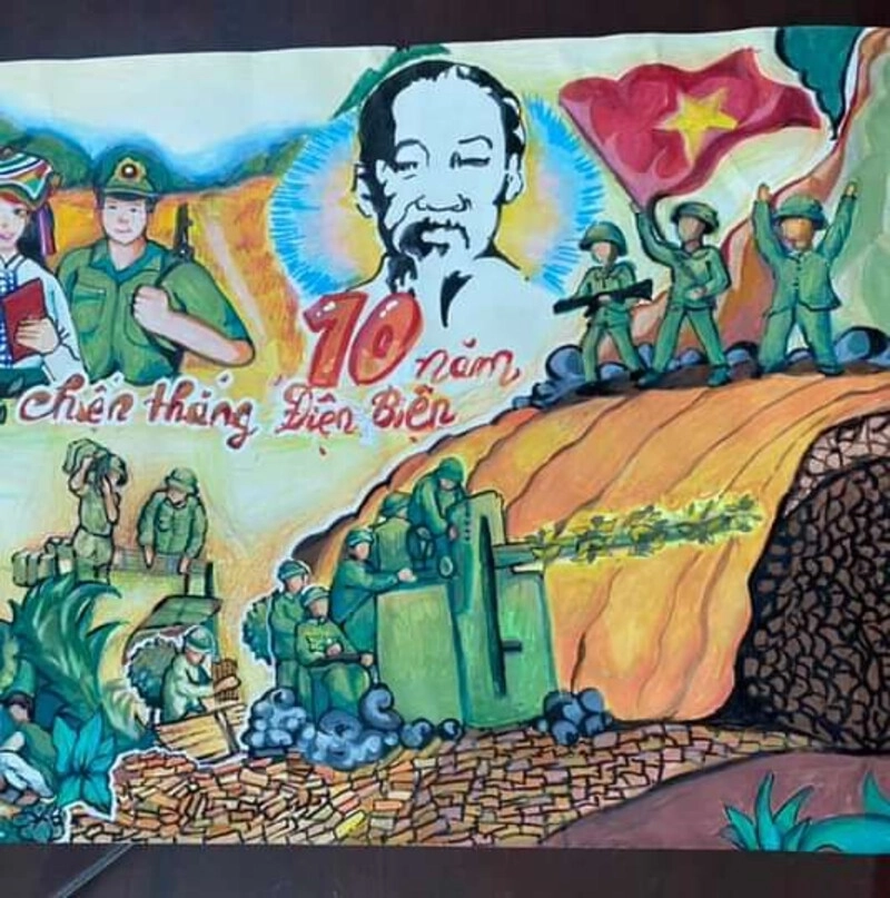 tranh vẽ chiến thắng điện biên phủ bằng màu sáp 