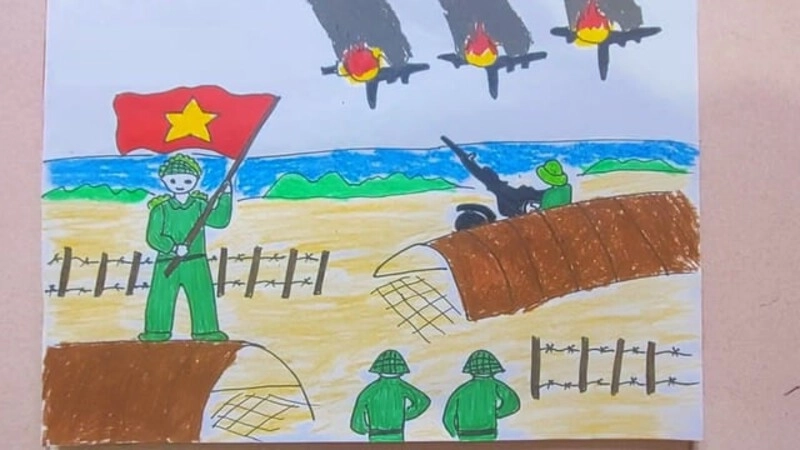 tranh vẽ chiến thắng điện biên phủ trên giấy khổ lớn 