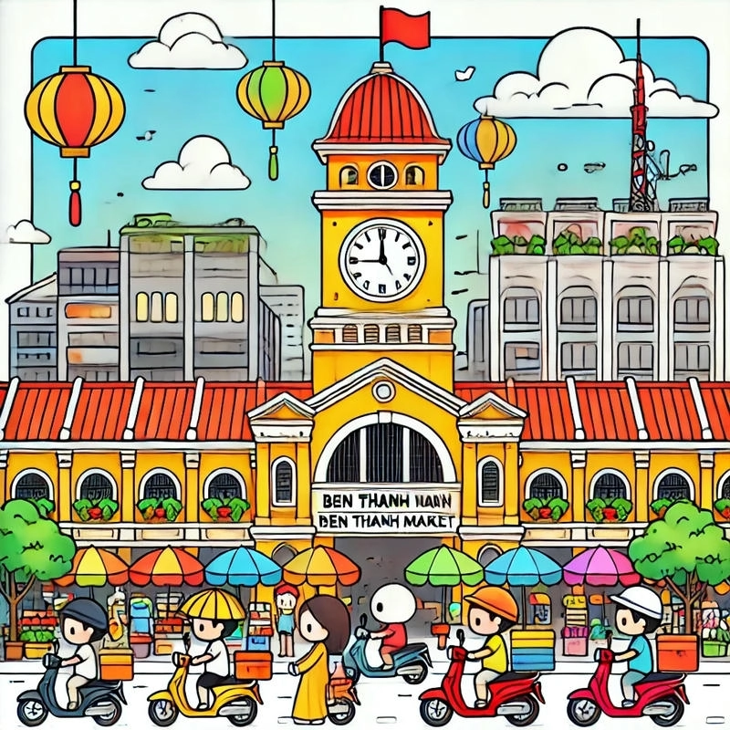 hình chợ bến thành tp.hcm 
