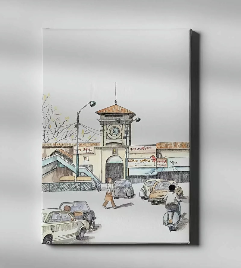 tranh vẽ chợ sài gòn 