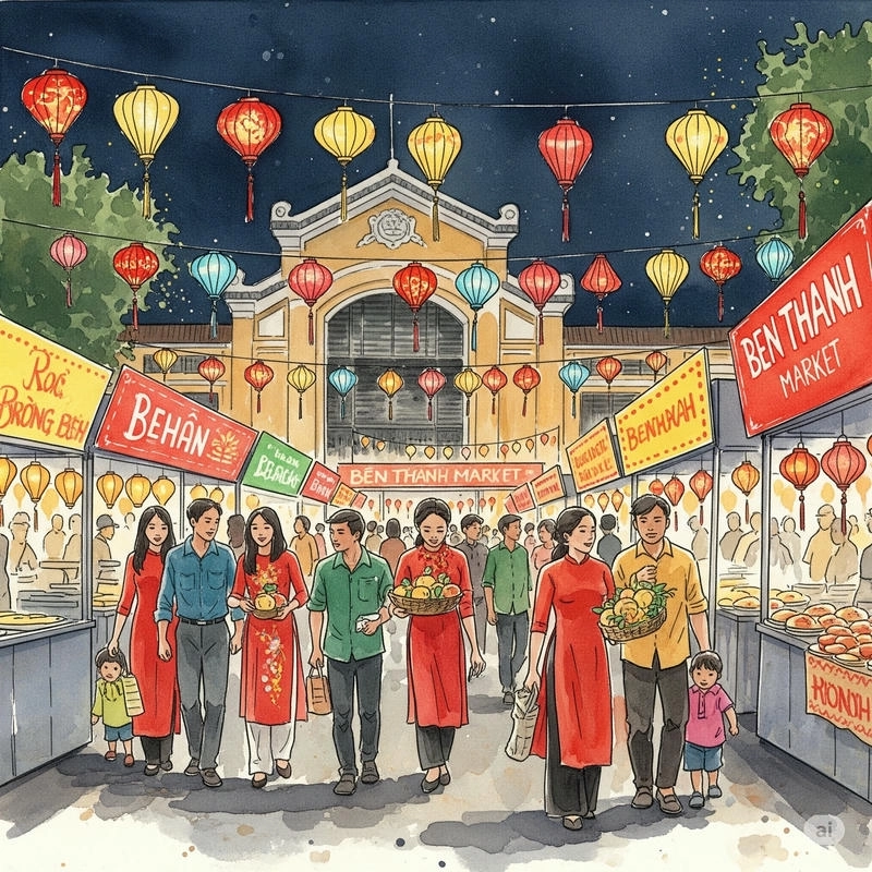 vẽ chợ bến thành 