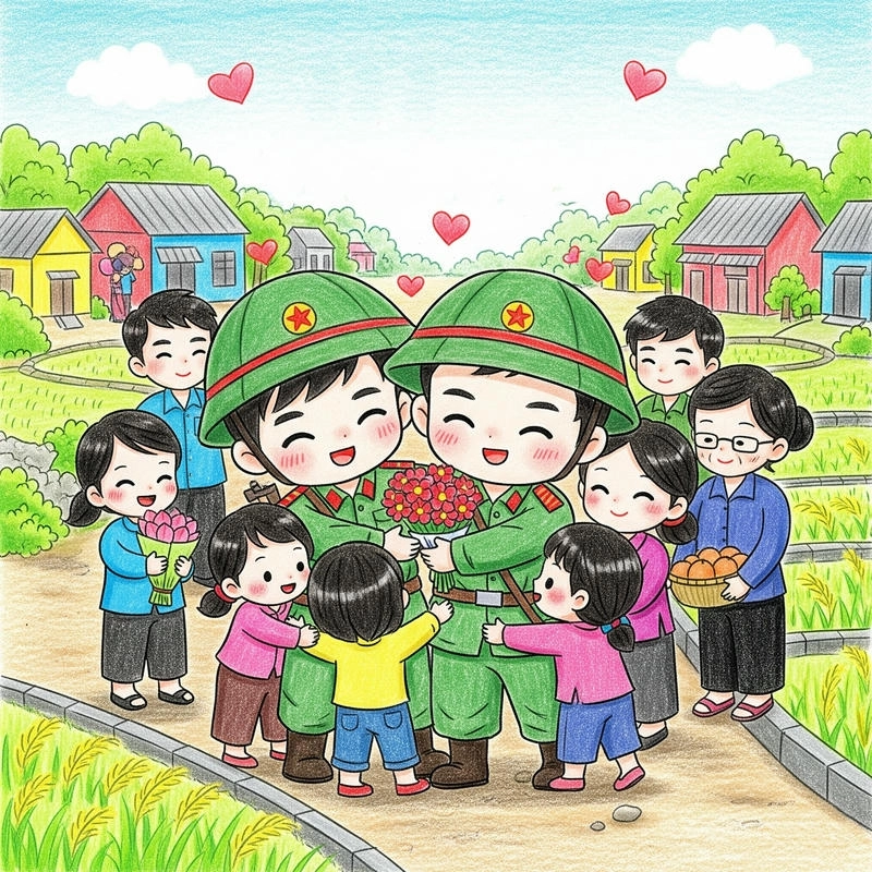 tranh vẽ chú bộ đội lớp 5 
