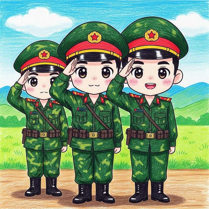 tranh vẽ chú bộ đội bảo vệ tổ quốc 