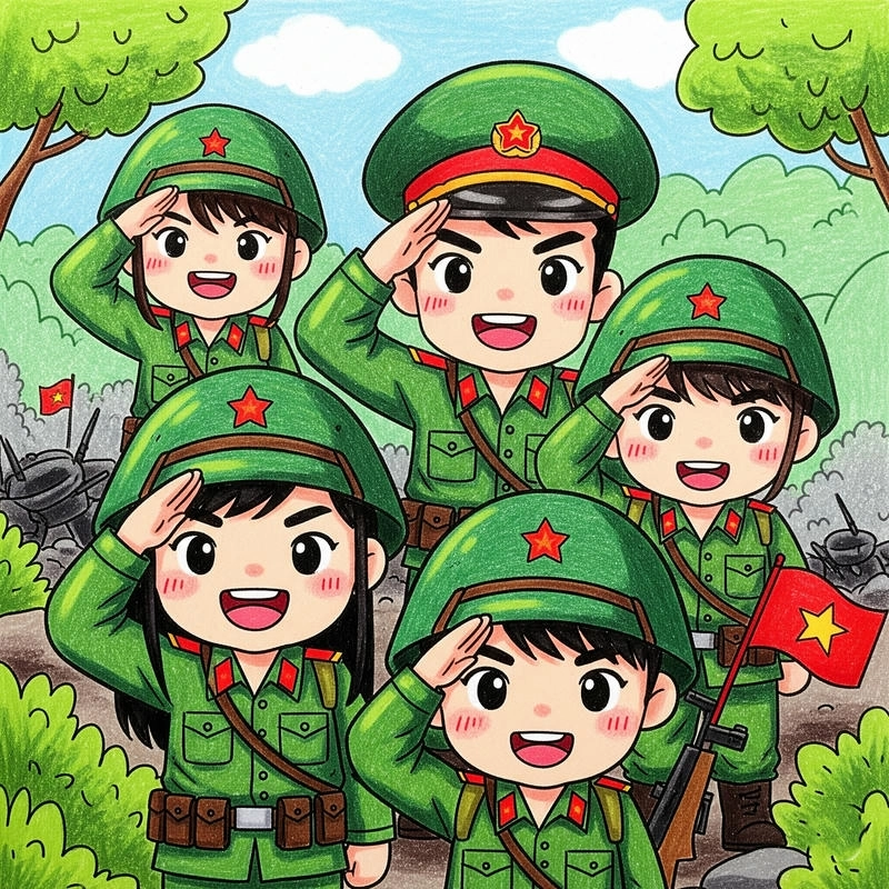 chú bộ đội tranh vẽ đơn giản dễ vẽ 