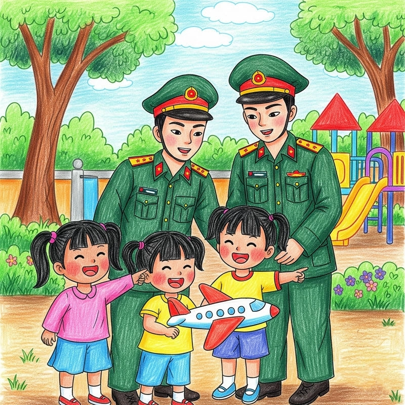 tranh vẽ chú bộ đội hoạt hình 