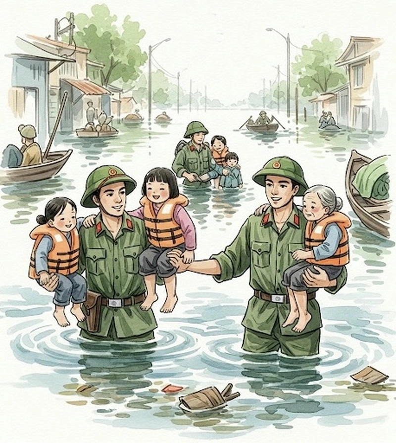 tranh vẽ chú bộ đội đơn giản 