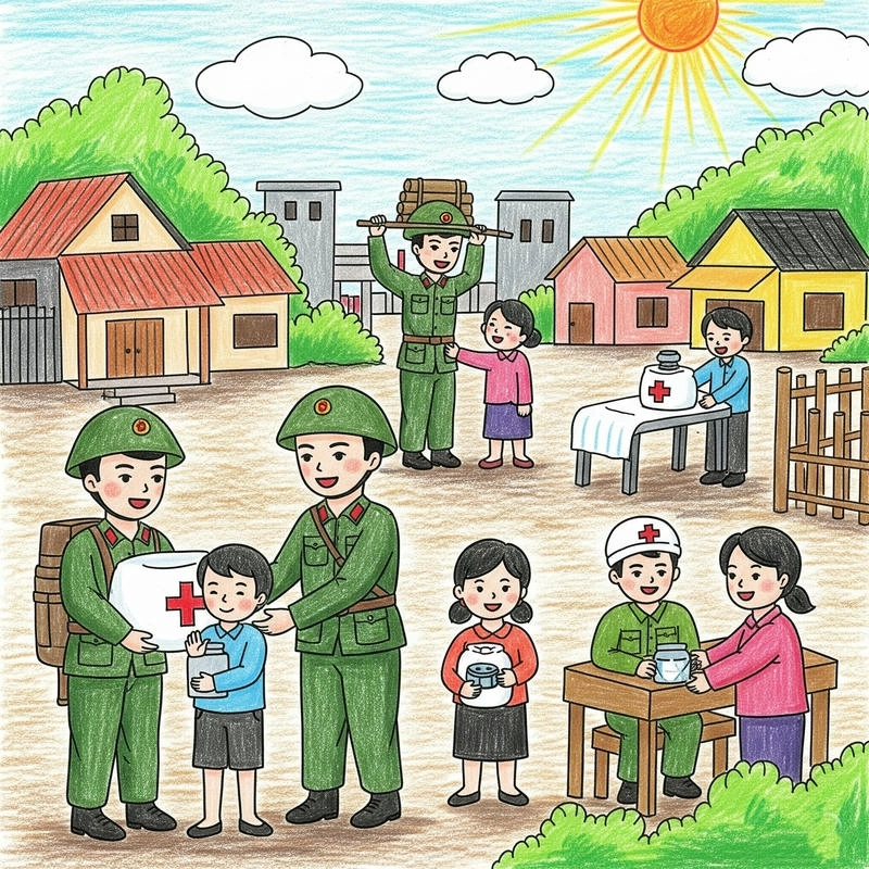 tranh vẽ chú bộ đội ngộ nghĩnh 