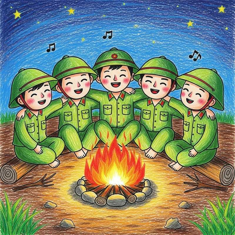 em yêu chú bộ đội tranh vẽ nhỏ 