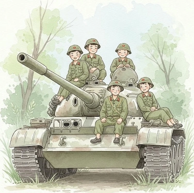 tranh vẽ chú bộ đội cho bé 