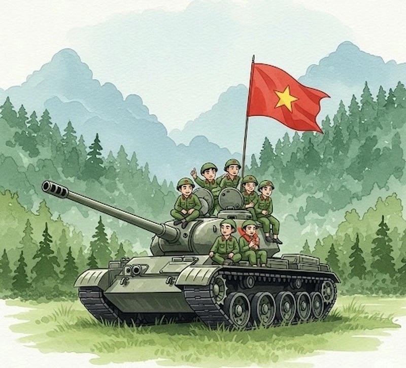 chú bộ đội tranh vẽ vui nhộn 