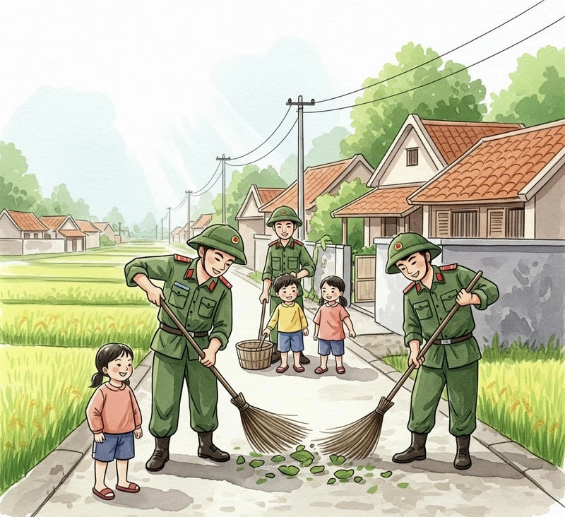 chú bộ đội tranh vẽ thiếu nhi 