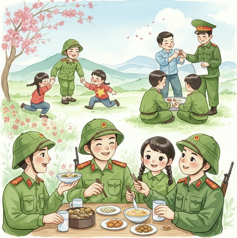 chú bộ đội tranh vẽ lớp 4 