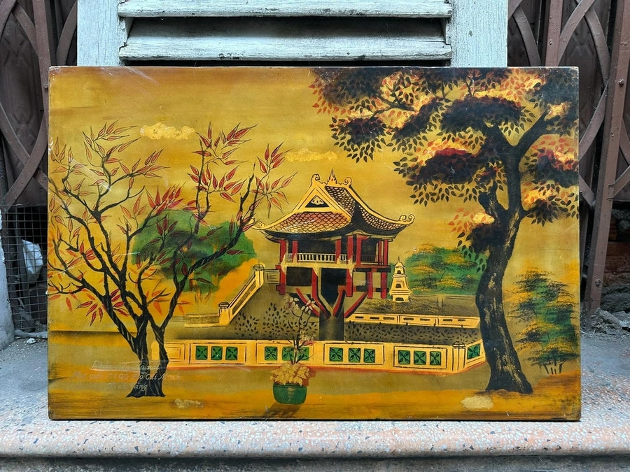 vẽ tranh chùa một cột bằng bút chì 