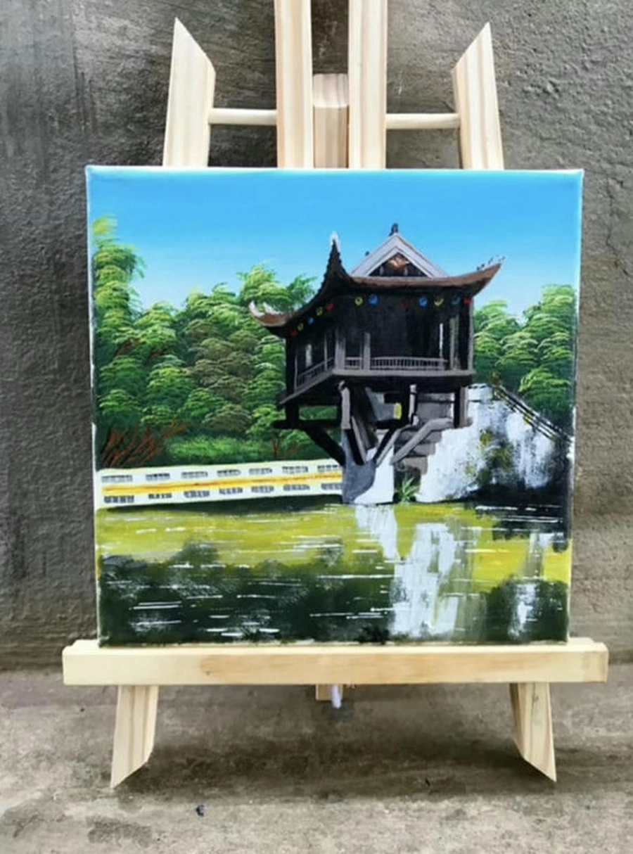 tranh vẽ chùa một cột dễ vẽ 