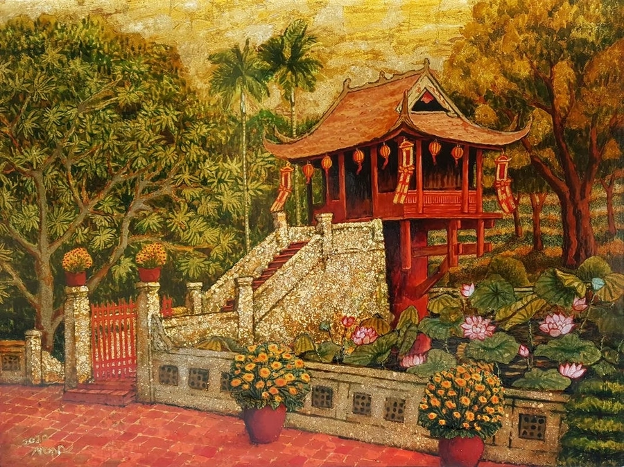 hình vẽ chùa một cột đẹp đơn giản 