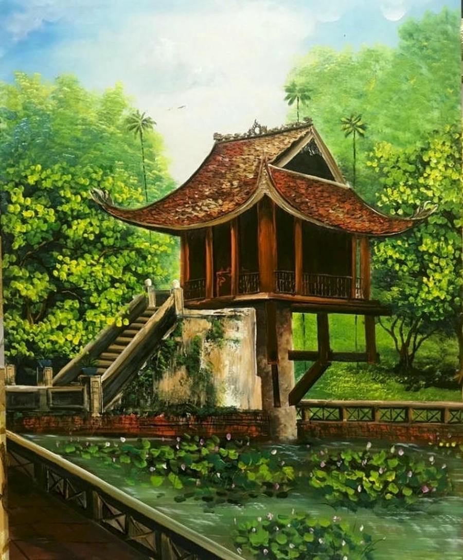 vẽ tranh chùa một cột chủ đề văn hóa 