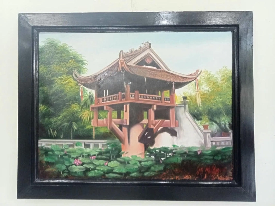 tranh vẽ chùa một cột đơn giản dễ làm 