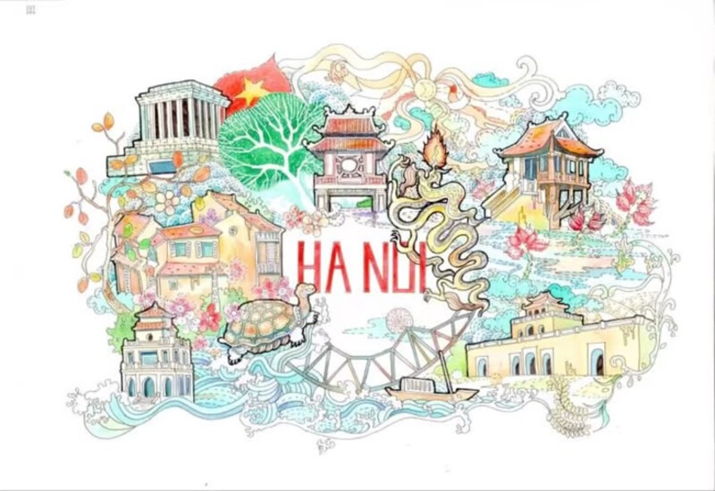 tranh vẽ em yêu hà nội giản dị 