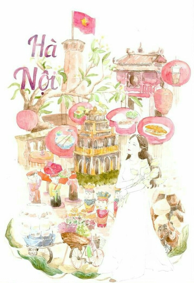 vẽ tranh chủ đề em yêu hà nội ấn tượng 