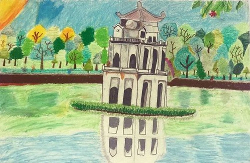 vẽ tranh em yêu hà nội đẹp nhất nhiều màu sắc 