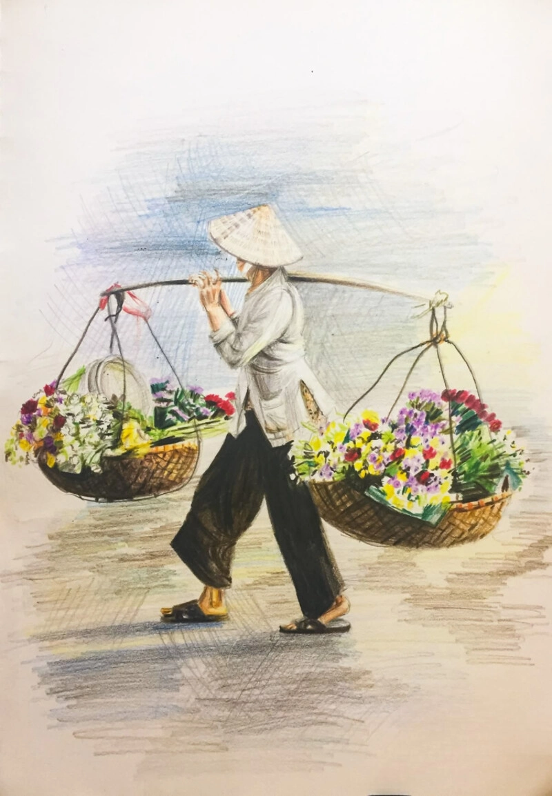 vẽ tranh em yêu hà nội đơn giản dễ vẽ 