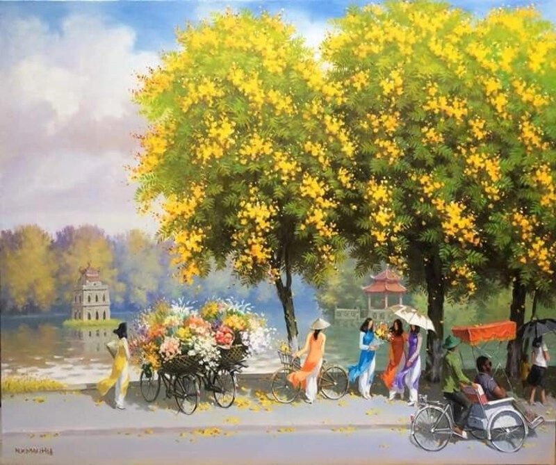 vẽ tranh em yêu hà nội đẹp nhất sinh động 