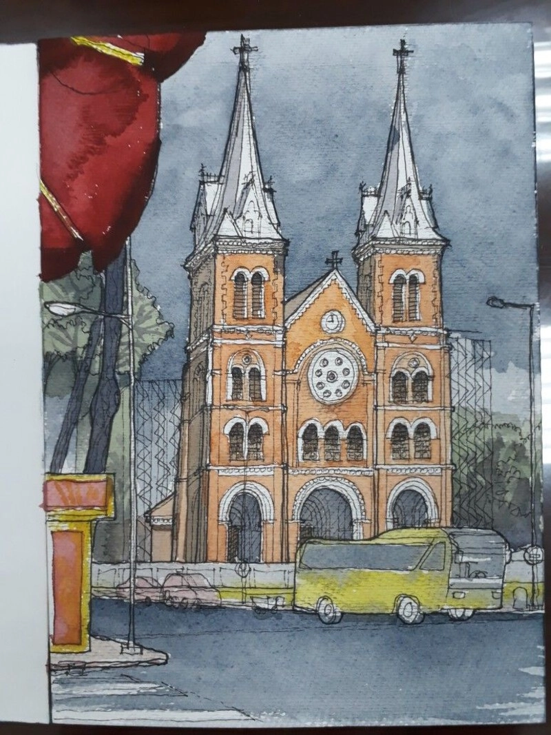 tranh vẽ hà nội trong em nhẹ nhàng tinh tế 