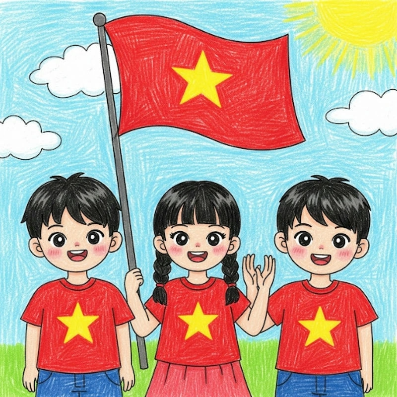 mẫu tranh vẽ em yêu tổ quốc việt nam đẹp 