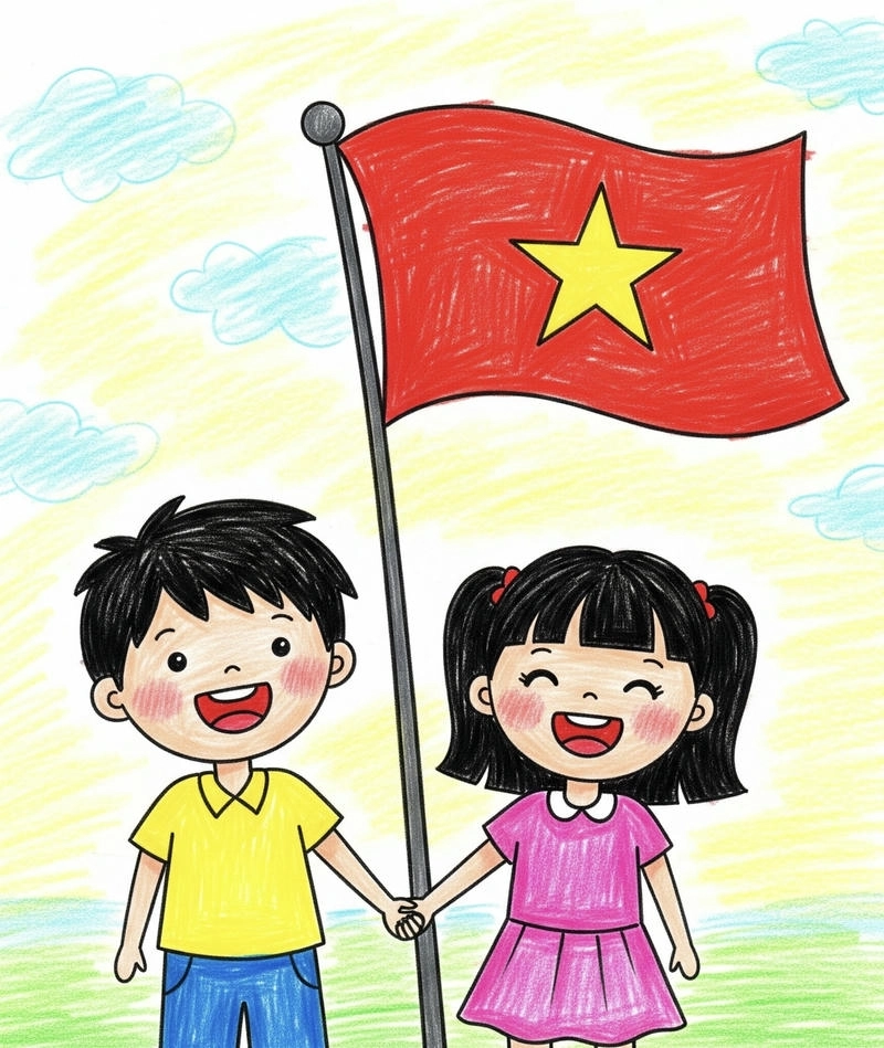 vẽ tranh em yêu tổ quốc sáng tạo 