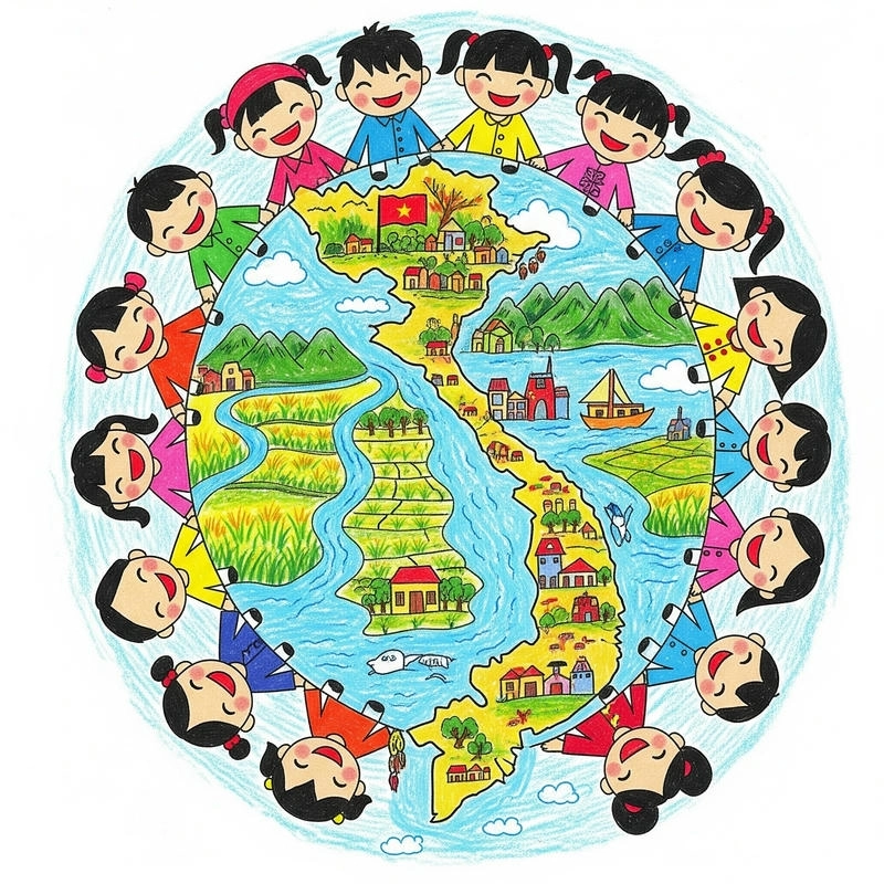 vẽ tranh chủ đề em yêu tổ quốc việt nam đẹp 