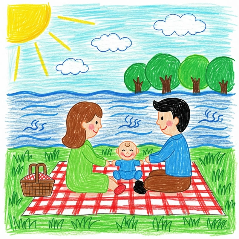 tranh vẽ sinh hoạt gia đình 