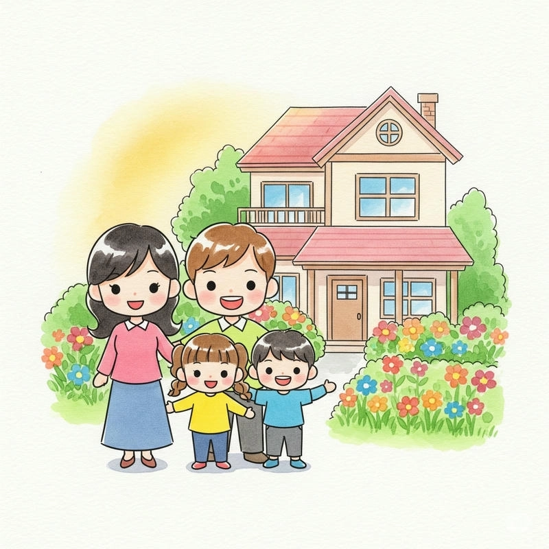 vẽ gia đình 4 người 