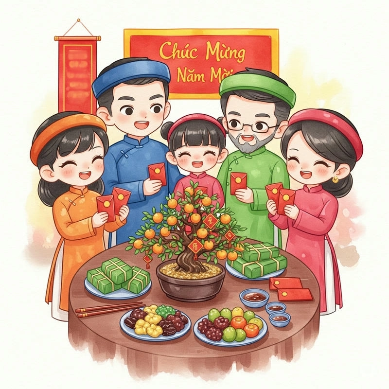 vẽ gia đình đang ăn cơm 