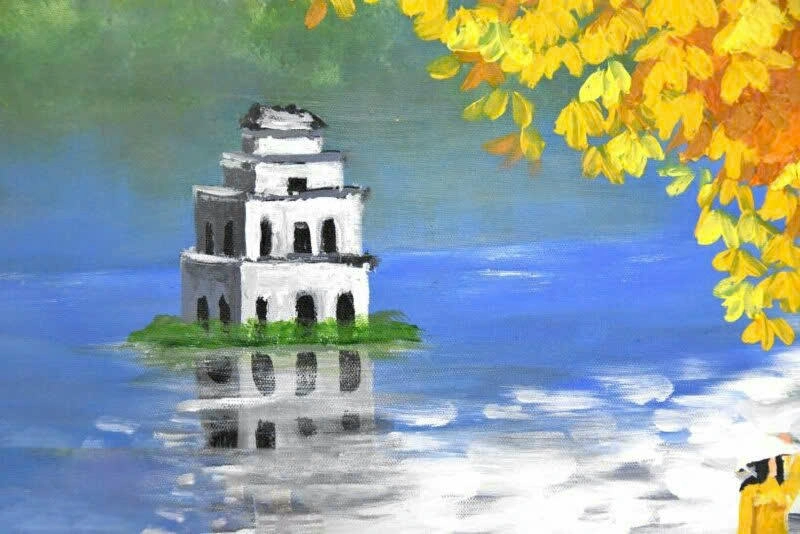 vẽ tranh hồ gươm đơn giản tại nhà 