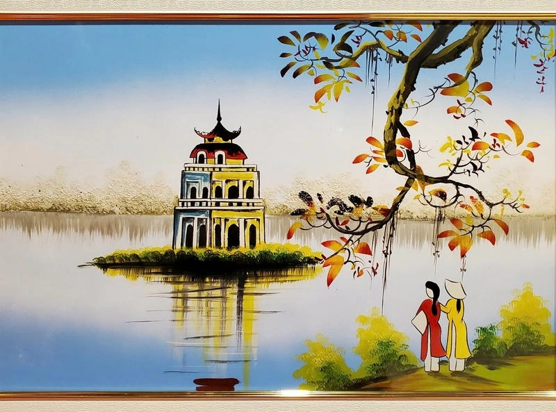 tranh vẽ hồ gươm đơn giản đẹp cho học sinh tiểu học 