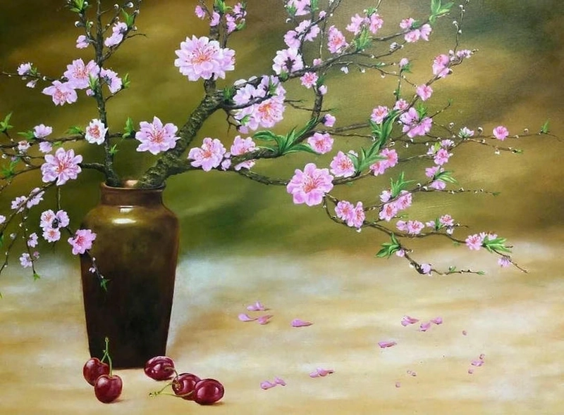 vẽ tranh hoa đào xứ lạng mùa xuân 