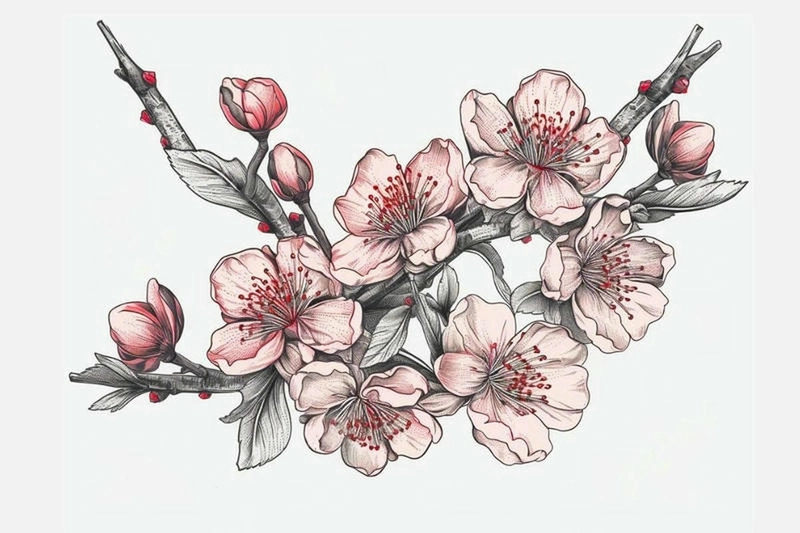 tranh vẽ hoa đào truyền thống 