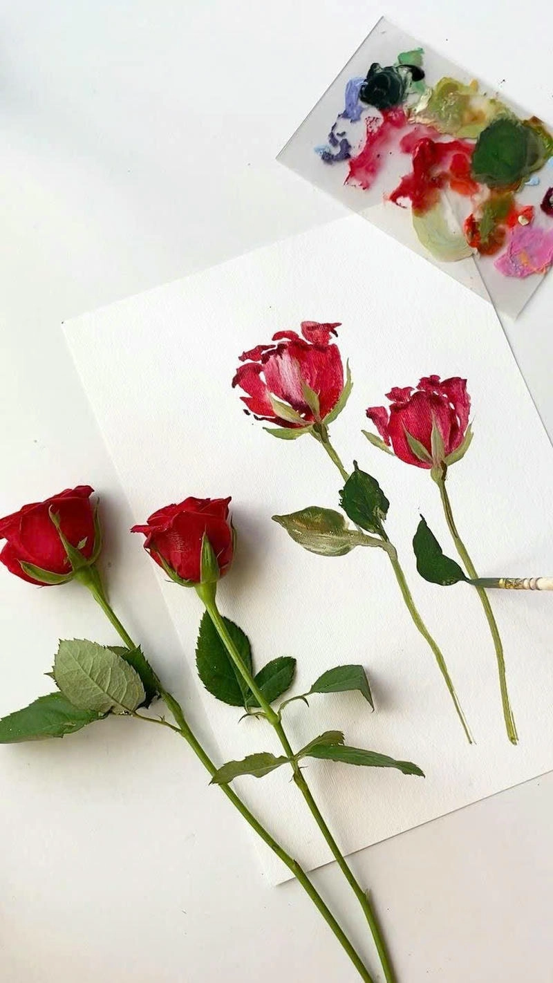 vẽ tranh hoa hồng đơn giản bằng bút chì 